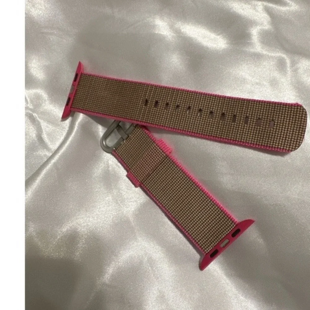 Pink Tan Woven Nylon Watch Band Sport Strap Apple Watch Women 38/40/41mm Chic 16